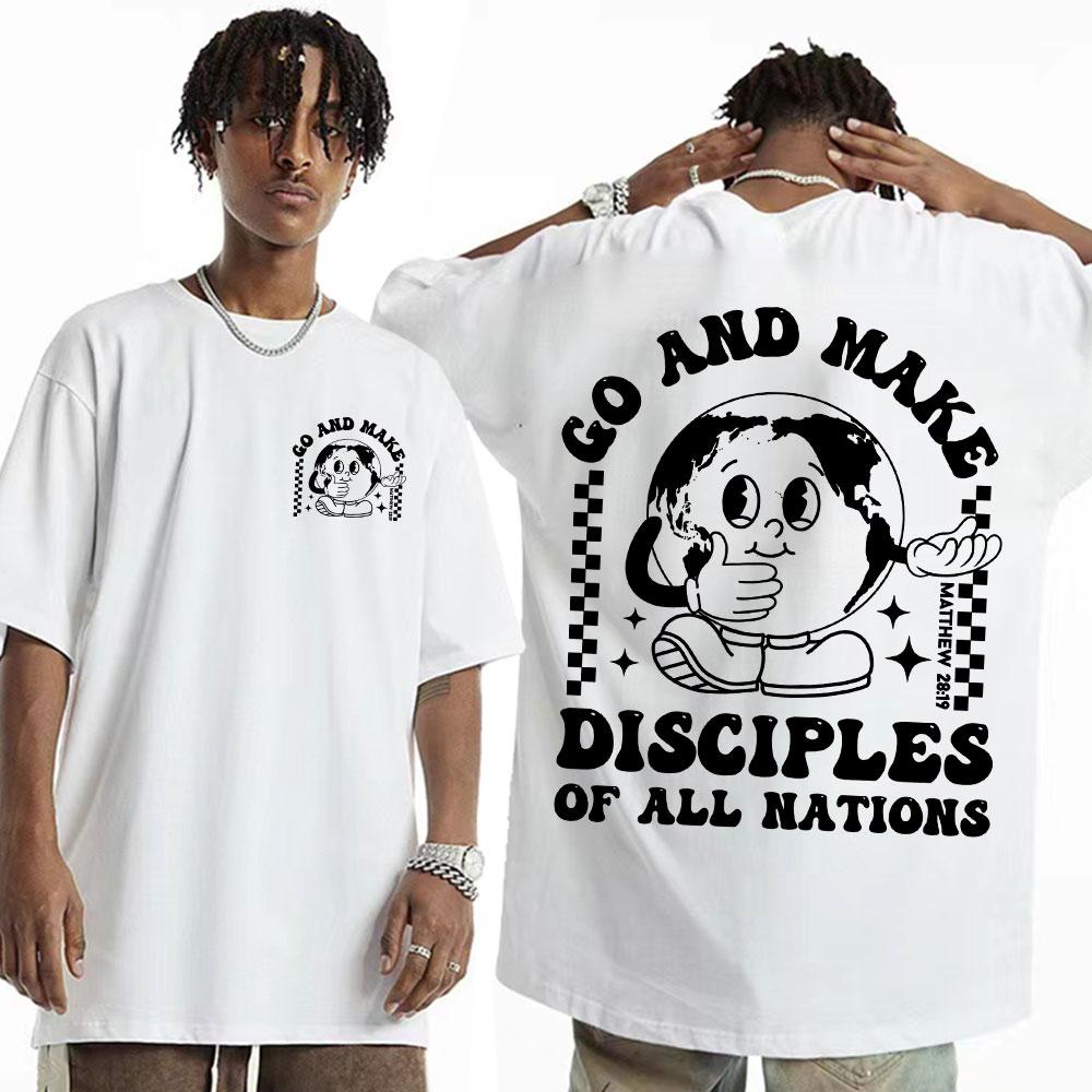 

Large Cotton Men s Go Make Disciple Christian Street Wear T-shirt Retro Bible T-shirt Fashion Aesthetics Short Sleeve T-shirt 4XL