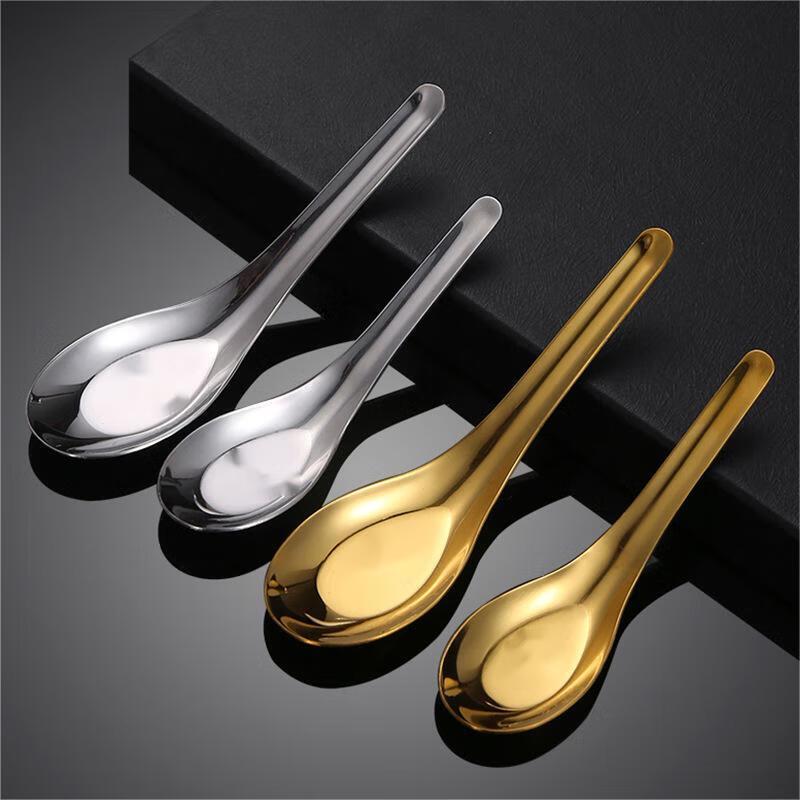 Thickened Stainless Steel Flat-Bottom Soup Spoons