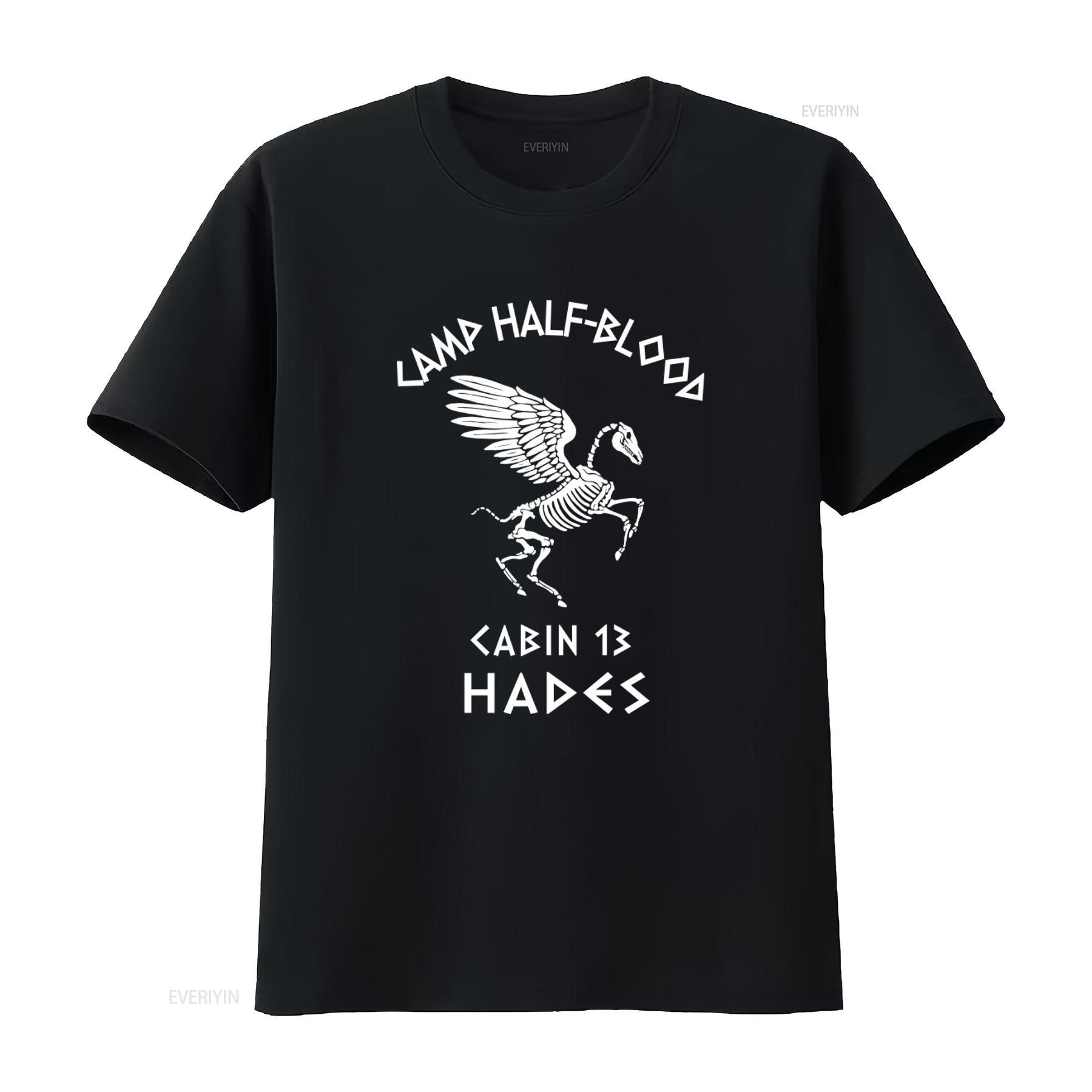 

Cabin 13 Camp Half Blood Skeleton Hades Percy Jackson Olympians Boy T Shirt Print Hip Hop Streetwear vintage Washed Stretched 4XL
