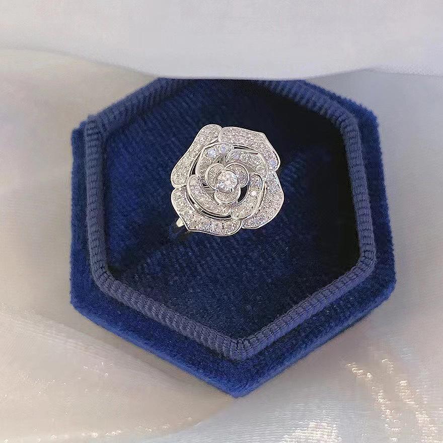 

Longlongjin 2024 S925 Silver Camellia Ring - Women s Fashion Style Jewelry Size 7