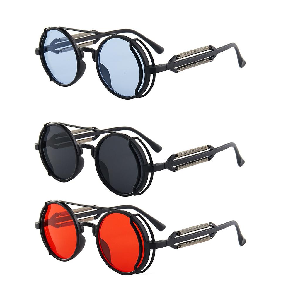 Klasyczne gotyckie okulary przeciwsłoneczne Steampunk Luksusowa marka projektant Wysokiej jakości okulary przeciwsłoneczne dla mężczyzn i kobiet Retro okrągłe okulary przeciwsłoneczne z ramką PC