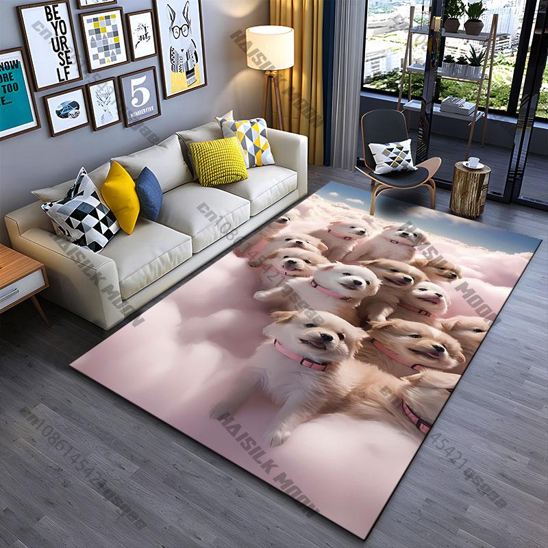 Puppies resting on soft clouds carpet Yoga living room room decor children's crawling mat doormat area rug games mat