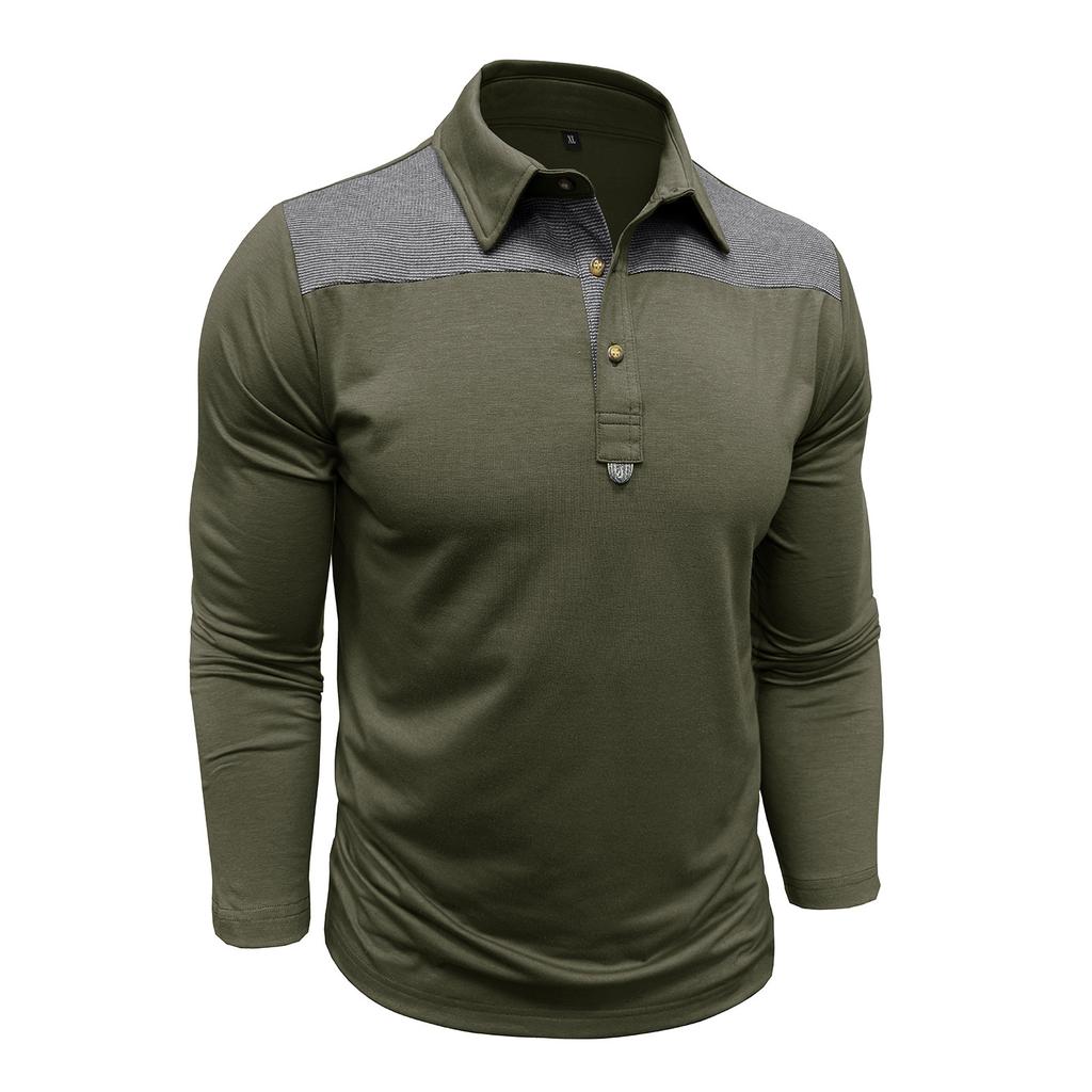 Men's Casual Vintage Lightweight Long Sleeve Polo Shirt Plus Size Long Sleeve Turn Down Collar Shirt for Everyday Wear