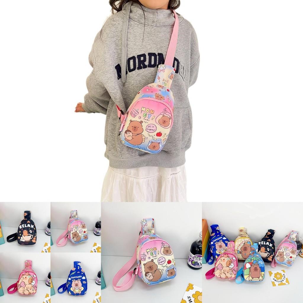 Stylish Children's Cartoon Pattern Crossbody Bag In Black Pink And Blue Colors