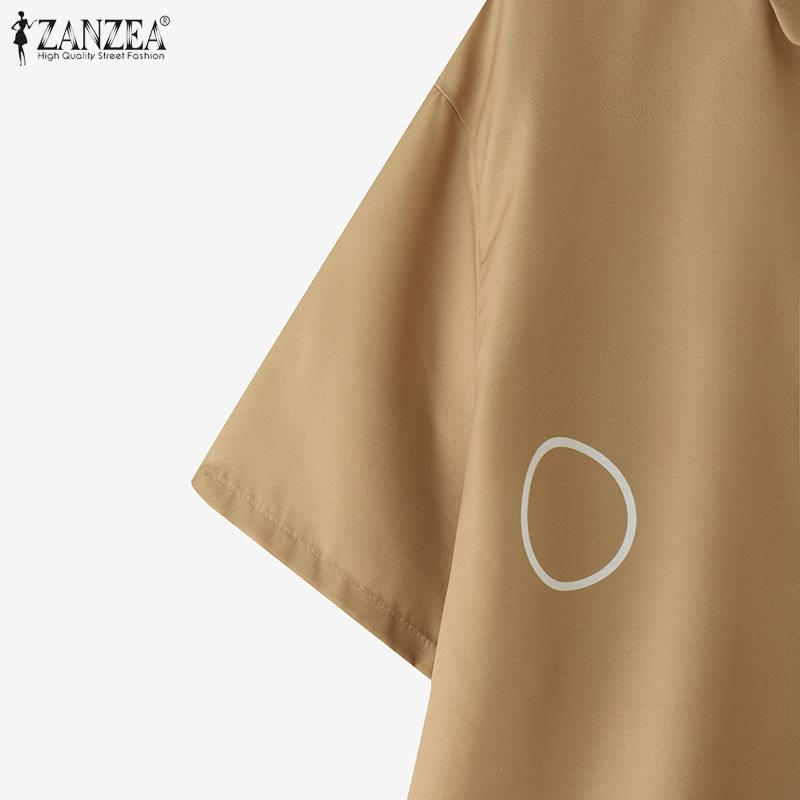 ZANZEA Lässige Bluse mit Umlegekragen und lockeren Kurzarmärmeln für Damen