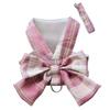 Rabbit JK Dresses and Leash Sets Mesh Plaid Pet Vest Harness Cat Bunny Chest Strap Set Small Animals Clothes Rabbits Accessories