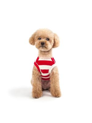 WE.FAM BIG Stripe Sleeveless T-Shirt _Red