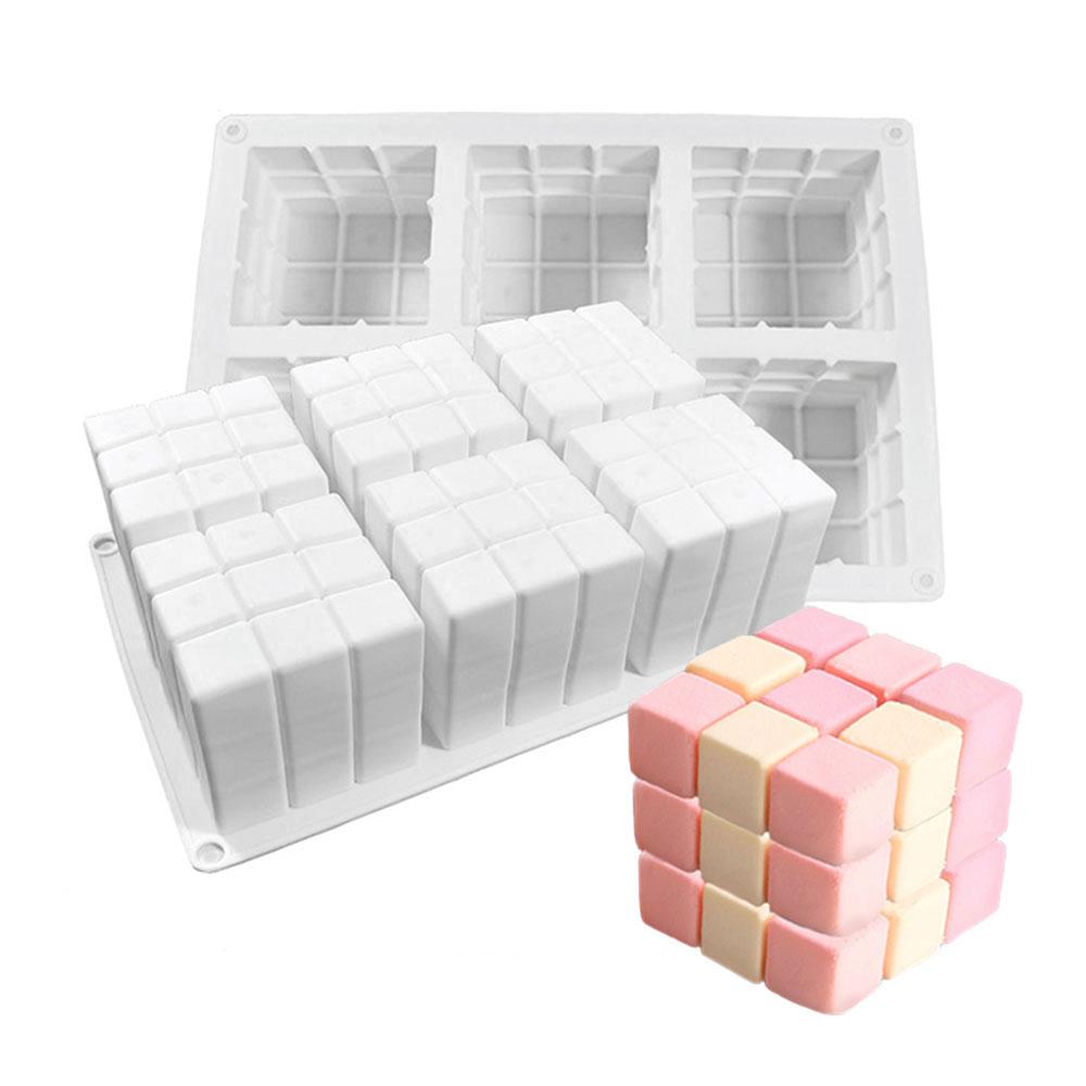 Silicone world Silicone 3D Cube Baking Mousse Cake Mold Dessert Molds DIY Aromatherapy Candle Plaster Mould Handmade Soap Mold