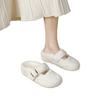 Small man, inner height increase Birkenstocks, outer wear Mary Jane shoes, winter warm cotton shoes, white fluffy half slippers