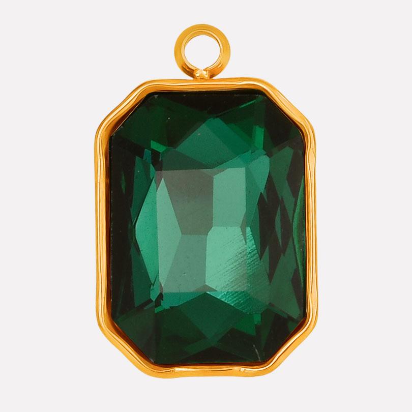 High Quality Big Glass Rhinestone Stainless Steel Rectangle Charms For Jewelry Making Supplies Real Gold Plated No Fade Pendants