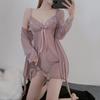 Sexy plus size two-piece suspender nightgown sexy underwear nightgown fat MM hot lace pajamas