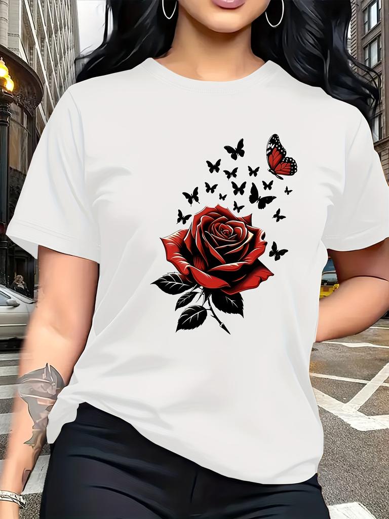 A Trendy and Fashionable Short-Sleeve Women'S T-Shirt Featuring A Easy Round Neck Design,