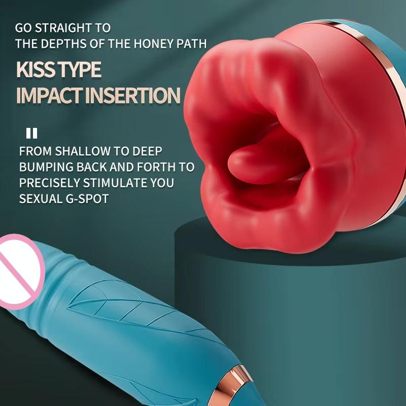 ויברטור 2 ב-1 ליקוק לשון, גירוי קליטורלי ופטמות, ניתן להחדרה, גירוי נקודת G וגירוי נרתיקי, מאריך, מאסטורבטור לנשים, צעצוע מין למבוגרים