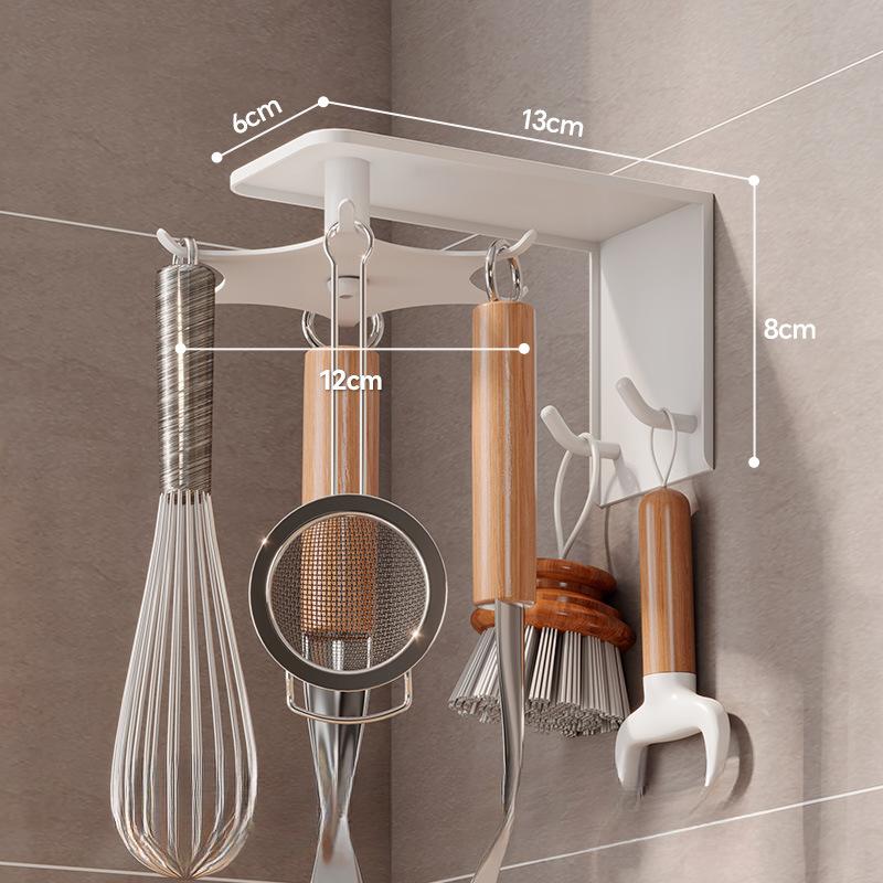 360° Rotation Kitchen Cooking Tool Storage Rack Punch-Free Wall Mounted Metal Drain Holders Home Kitchenware Organization Shelf