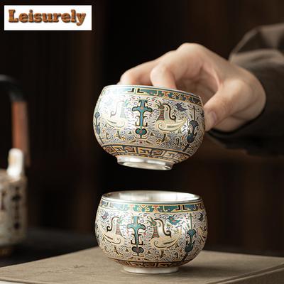 150ml Pozłacany Srebrny Ptak Przeznaczenia Dunhuang Filiżanka do Herbaty Zestaw Filiżanek do Degustacji Herbaty Filiżanka Aromatyzująca Jianzhan Filiżanki Mistrzowskie