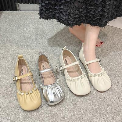 Sommer Neue Kleine Lederschuhe Neue Flache Mund Mary Jane Runde Spitze Niedlich Bequem Niedriger Absatz Schuhe