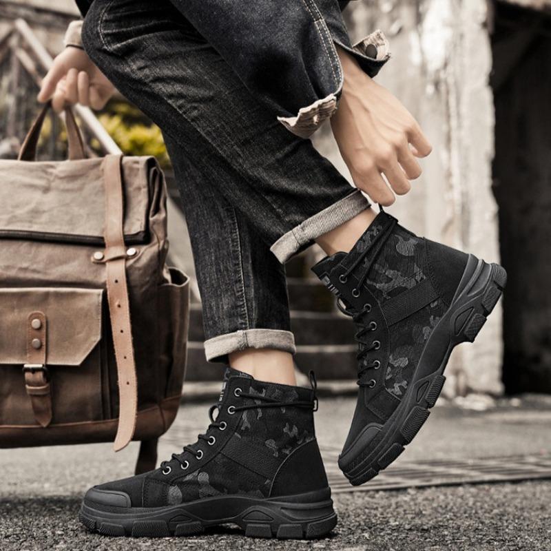Men's High-top Boots Fashion Camouflage Boots Outdoor Casual Platform Boot Desert Ankle Boots for Men Hiking Shoes Botas Hombre