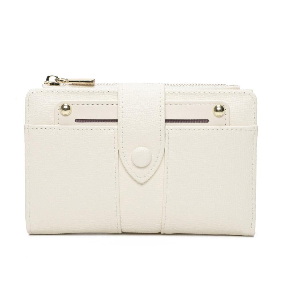 

Женский кошелек с несколькими отделениями для карт, кошелек на кнопке, женский короткий кошелек из ПУ, для покупок, однотонный, сумка для карт, для студенток белый
