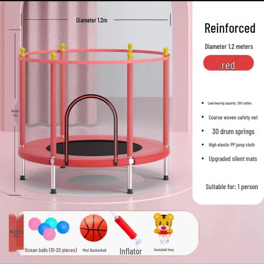 Indoor Family Trampoline with Safety Net for Kids and Adults