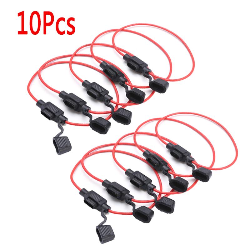 10Pcs In Line Car Mini Blade Adapter Fuse Holder Splash-proof for 12V 30A Wire Cutoff Switch Socket Damp Proof Splash