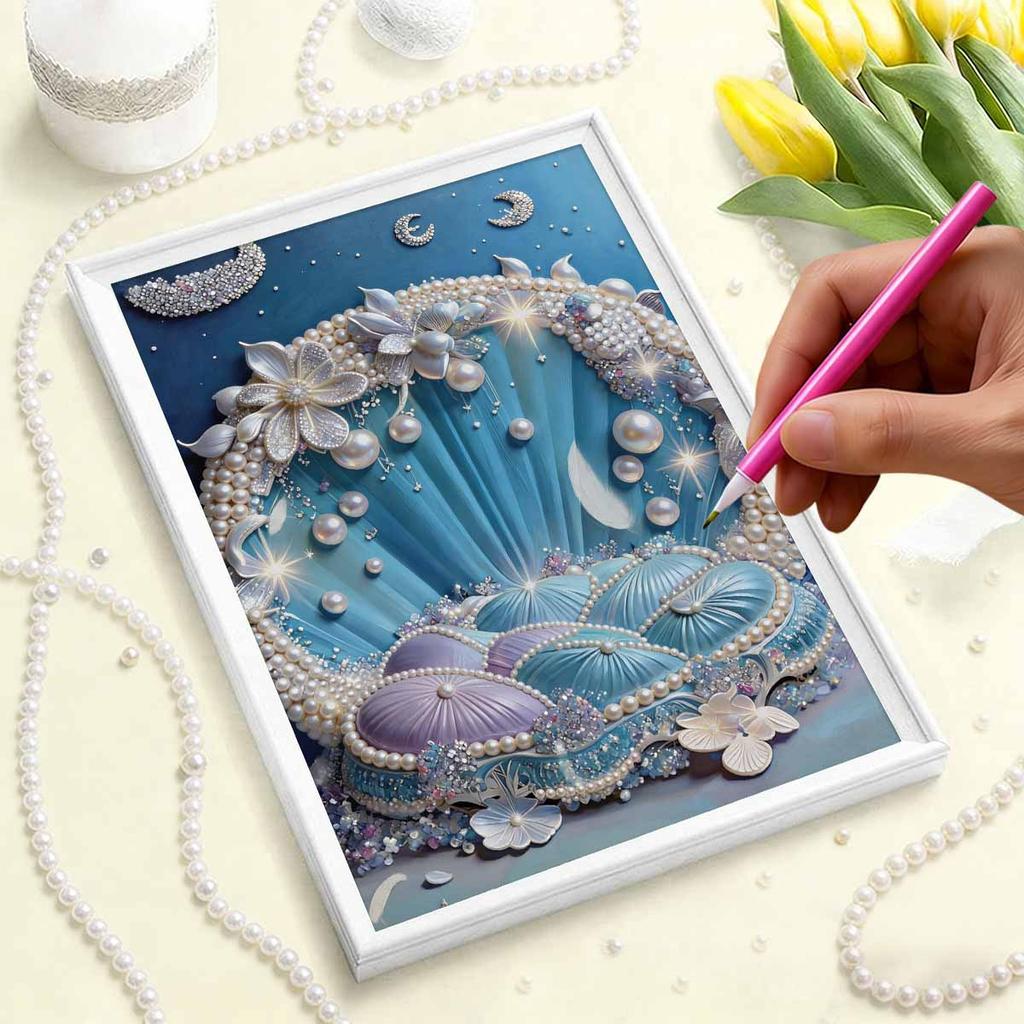 Pearl DIY Shell Bed Art Kits 15.7x19.6inch Gem Art Pearl Painting Kits Without Frame for Adults Gift Idea Home Wall Decor