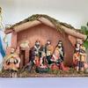 Permanent Religious Birth Manger Display With Oaken Stable And Rosin Figures