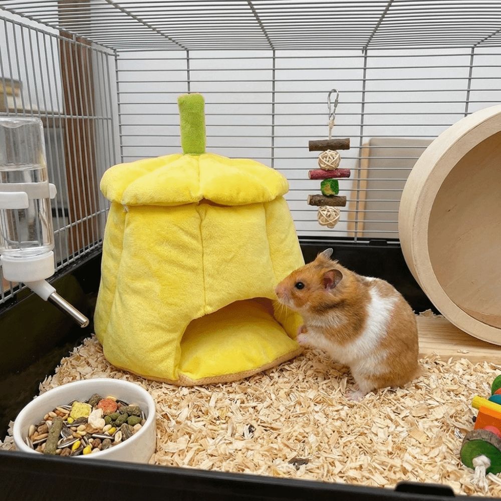 Semi-Enclosed Hamster Sleeping Cave Windproof Guinea Pig Hideout Bed  Cage Accessories
