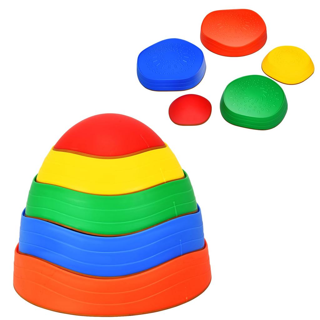 GYMAX Balance Stones, Balance Beam, Indoor/Outdoor Toy for Children, Balance Practice, Educational Toy, Parent-Child Game, Color Perception, Motor Ski