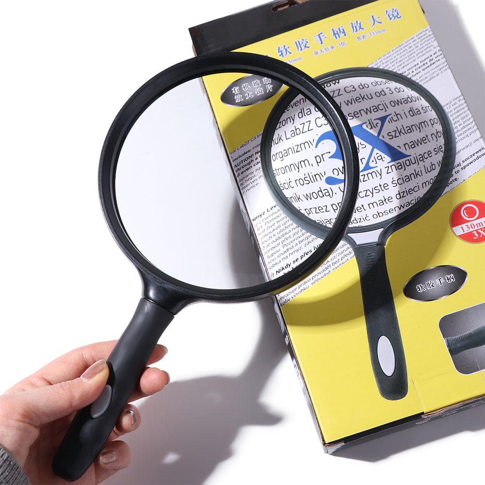 3X HD Handheld Magnifier Large Lens 130 Mm Reading Magnifier Provide Close View Multipurpose Microscope Lens Watch Repair