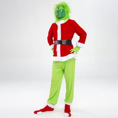 Weihnachtskostüm Grünes Haar Monster in Verkleidung Dieb Monster Jay Grinch Kostüm, Neutrales Weihnachtsmannkostüm