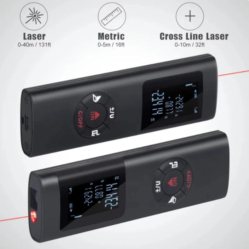 Portable Handheld Laser Rangefinder Tool (USB rechargeable) 40M/60M Mini Intelligent Laser Rangefinder Measuring infrared rangef