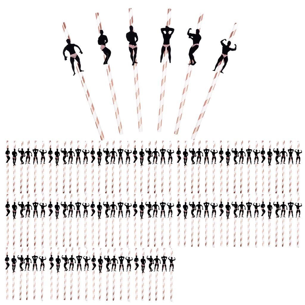 108 Pcs Paper Straws Funny Male Dancer Drinking Straw Bachelorette Disposable Straws for Birthday Reunion Bachelor Party and Bar