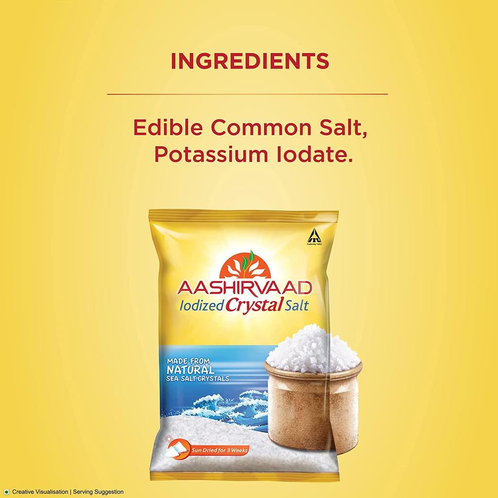 Aashirvaad Iodized Crystal Salt, 1 Kg, Natural