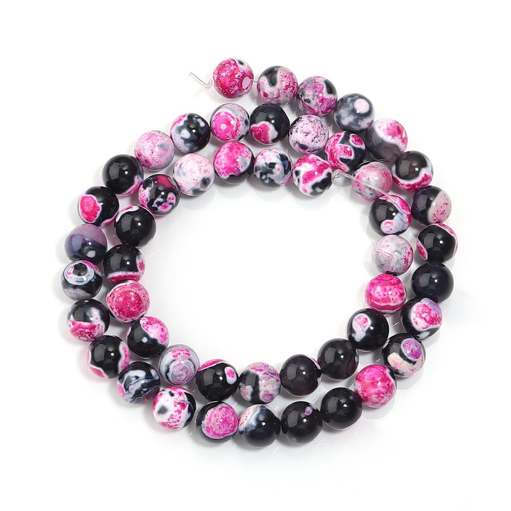 6/8/10mm Natural Stone Hot Pink Fire Agate Beads Round Loose Beads For DIY Jewelry Making Crafts Bracelet Necklace Accessories