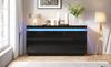 140 x 35 x 72,5 cm Wohnzimmerschrank, Sideboard mit 2 Schubladen, Hochglanz-Schubladenschrank, Schrank mit 4 Türen, LED-Standmöbel, Schwarz
