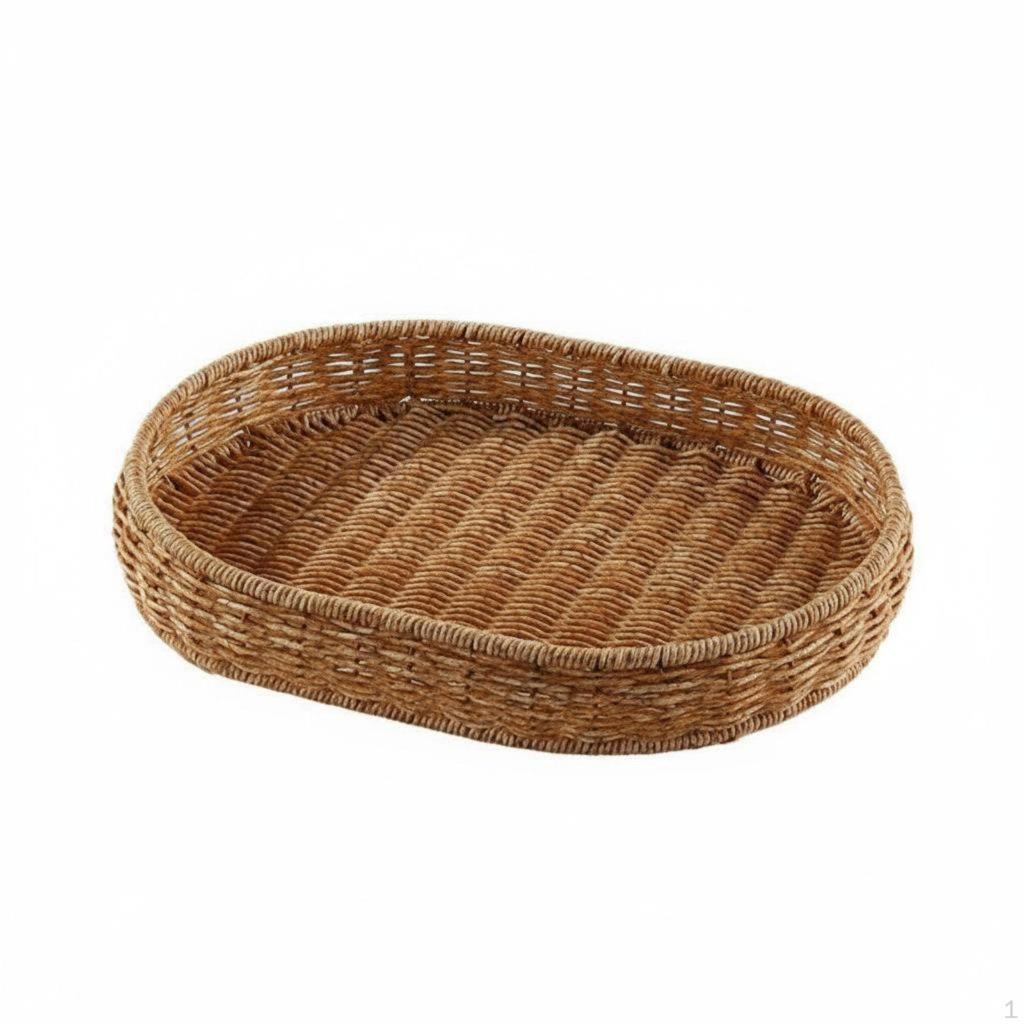 Wicker Organizing Tray Waterproof Woven Vanity Easy to Clean Bathroom Accessory for Spa Owners,
