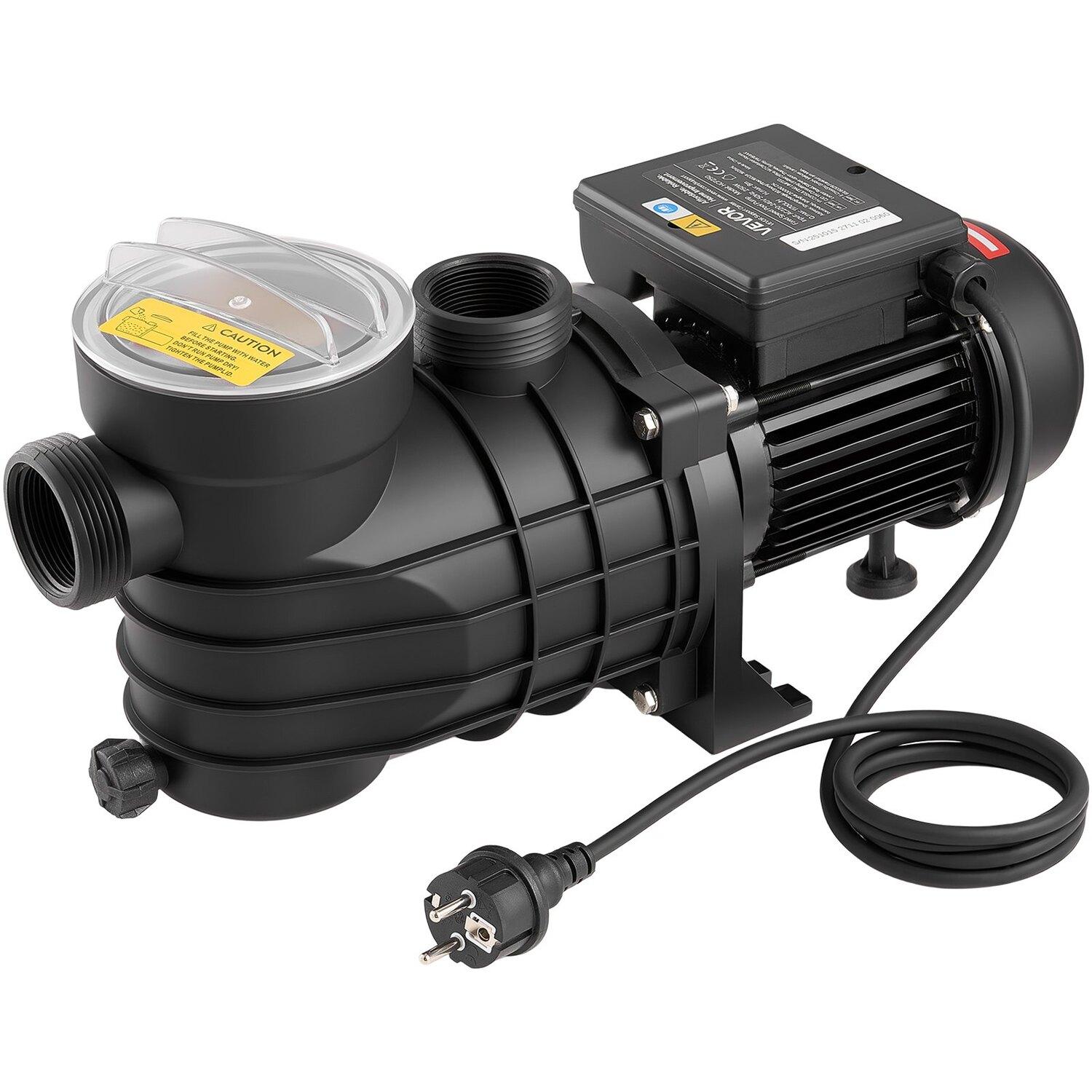 Bovengrondse Zwembadpomp, 250W, 11.700 L/U Maximaal Debiet Enkele Snelheid Zwembadpomp, AC 220-240V, 2850 RPM, 8 m Maximale Opvoerhoogte, met Filtermand & Deksel,