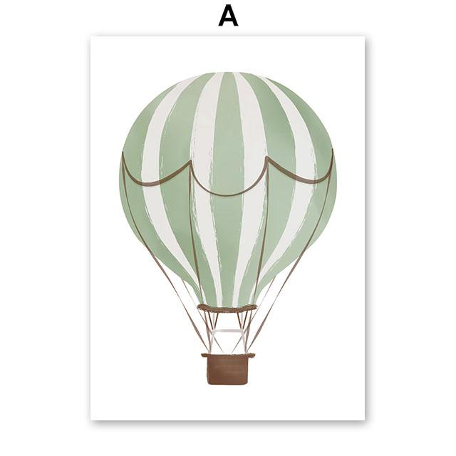 Sailboat Rocket Hot Air Balloon Plane Train Car Wall Art Nordic Posters Painting Cartoon Pictures Kids Room Decor Canvas Prints