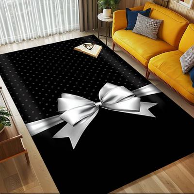 Bow Polka Dots Crystal Velvet Office Chair Mat Area Rug - Non-Slip, Floor Mat, Office Desk Chair Rugs,Christmas Gift-1106094
