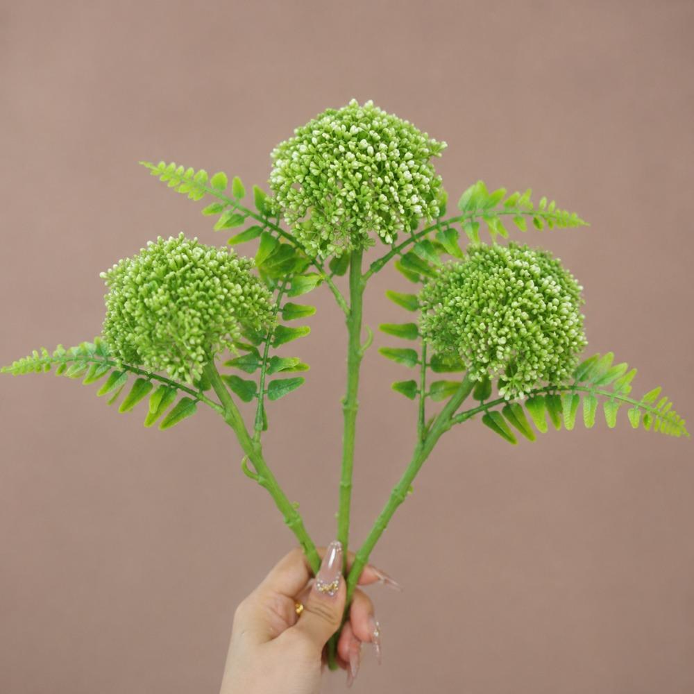 3PCS Plastic Artificial Oat Fruit Green Colorr Faux Oat Stems Green Plastic Flowers Wedding Floral
