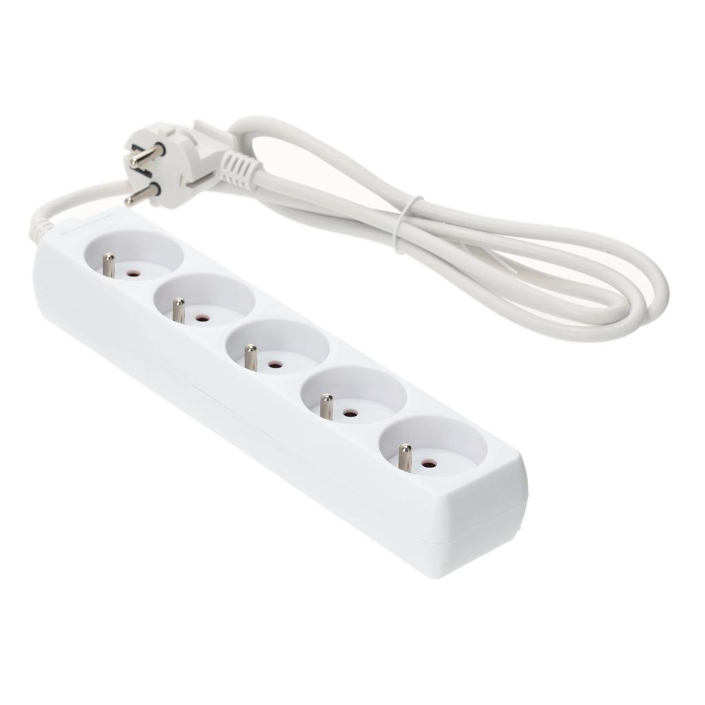 5-socket extension cord with grounding, 1.5 , white