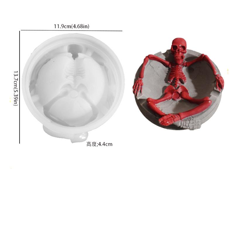 

Silicone Mold White Halloween Ashtray Mold Plaster Ashtray Mold Silicone For Home Decor Crafting Party Decoration білий