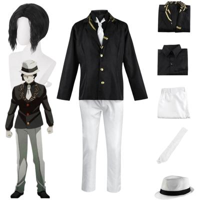 Anime Demon Slayer Kimetsu No Yaiba Kibutsuji Muzan Cosplay Kostým Černá Paruka Oblek Kravata Klobouk Oblečení Halloween Karneval Uniforma