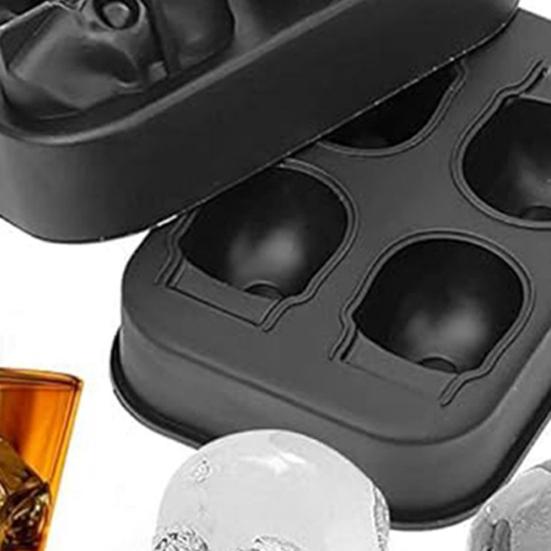 Yousheng Skull Ice Ball Mold Flexible Silicone Ice Tray for Cocktails Whiskey Halloween Horror Theme Ice Cube Maker for Spooky Parties Gothic Events