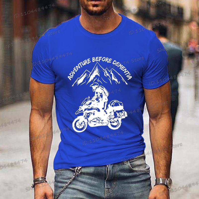 Funny Mountain Adventure Motorcycle T-shirts Harajuku Fashion Men T Shirt Adventure Before Dementia Shirts for Men Women