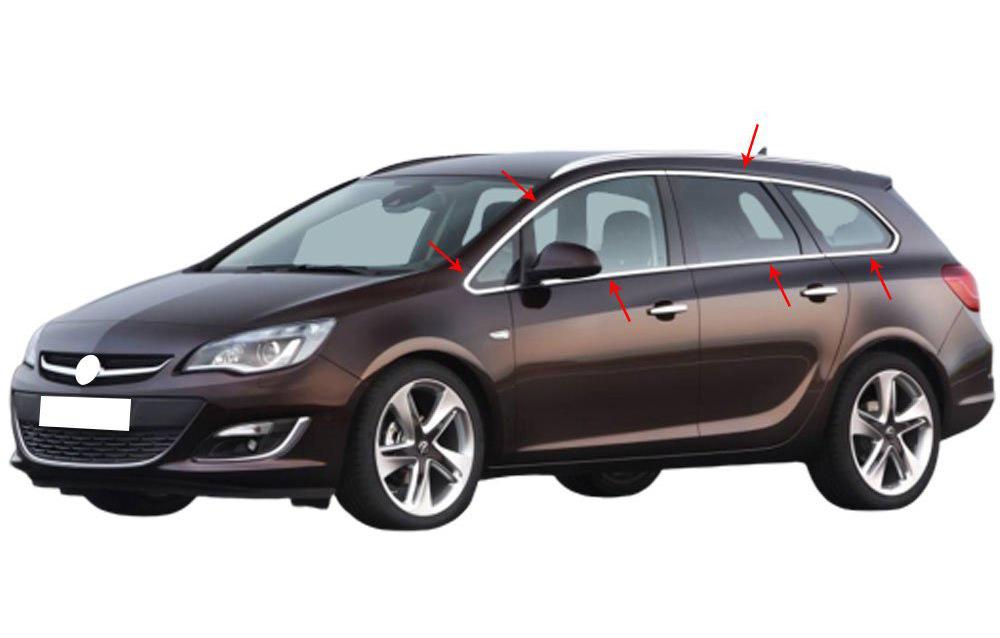 

Повна окантовка скла (Sport Tourer, 12 шт, нерж) для Opel Astra J 2009-2015 рр.