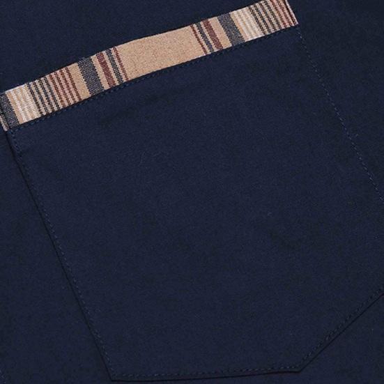 Wiosna jesień Slim Fit koszula męska z klapami z długim rękawem blokowanie kolorów łączenie koszula na co dzień topy odzież robocza biurowa