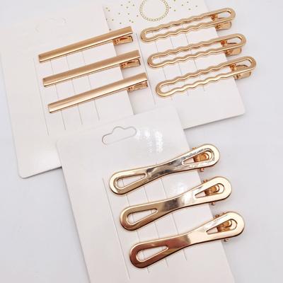 10 Stück Damen-Haarnadeln, lichtecht, glänzend, geometrisch, Entenschnabel-Clips, rutschfest, nicht fallend, aushöhlen, durchbrochenes Metall für den täglichen Gebrauch