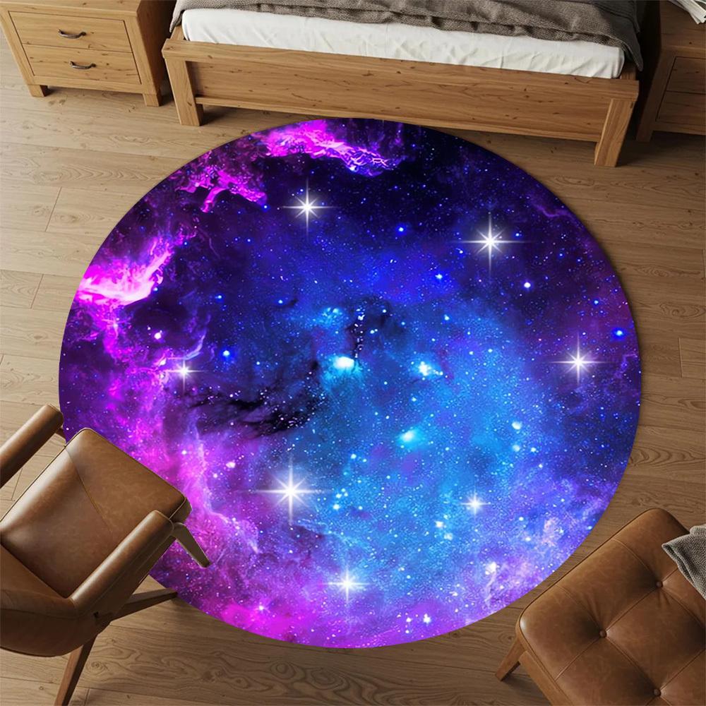 1pc Galaxy Nebula Round Chair Mat Area Rug - Non-Slip, Floor Mat for Office, Bedroom, Home Decor Christmas Gift P0811144