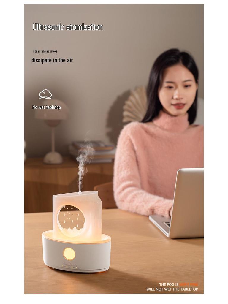 Tranquil Moon Aroma Diffuser: Jellyfish Salt Stone Clock & Volcano Humidifier